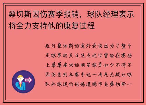 桑切斯因伤赛季报销，球队经理表示将全力支持他的康复过程